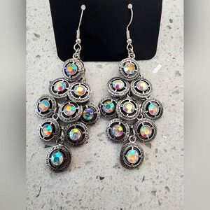 Silver iridescent earrings
